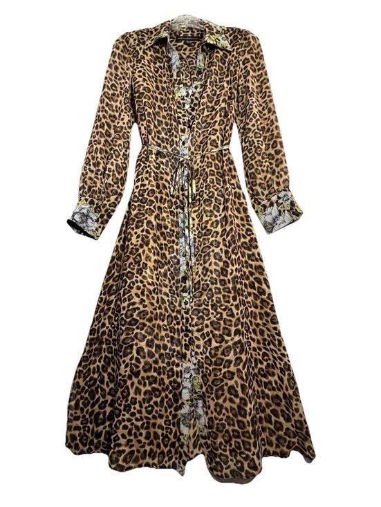 White House Black Market Dresses & Skirts - WHBM Leopard Floral Belted Maxi Shirt Dress & Slip Dress Set Sz 2 Mob Wife/Glam